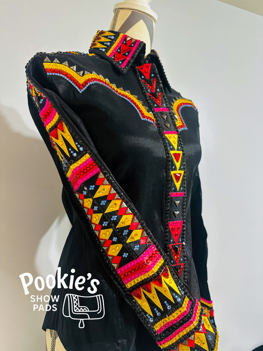 Black Taffeta Day Shirt with Yoke