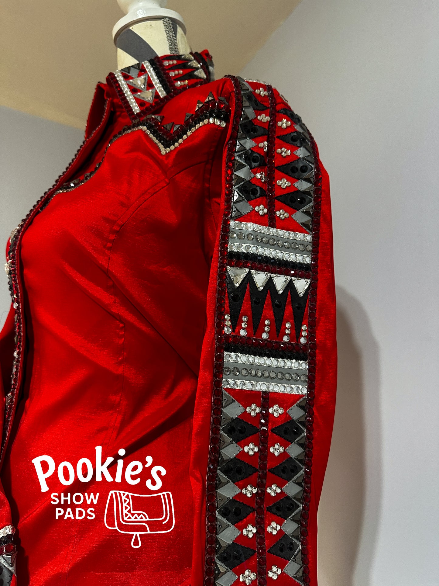 Red Taffeta Day Shirt with Yoke